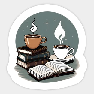 coffee and books Sticker